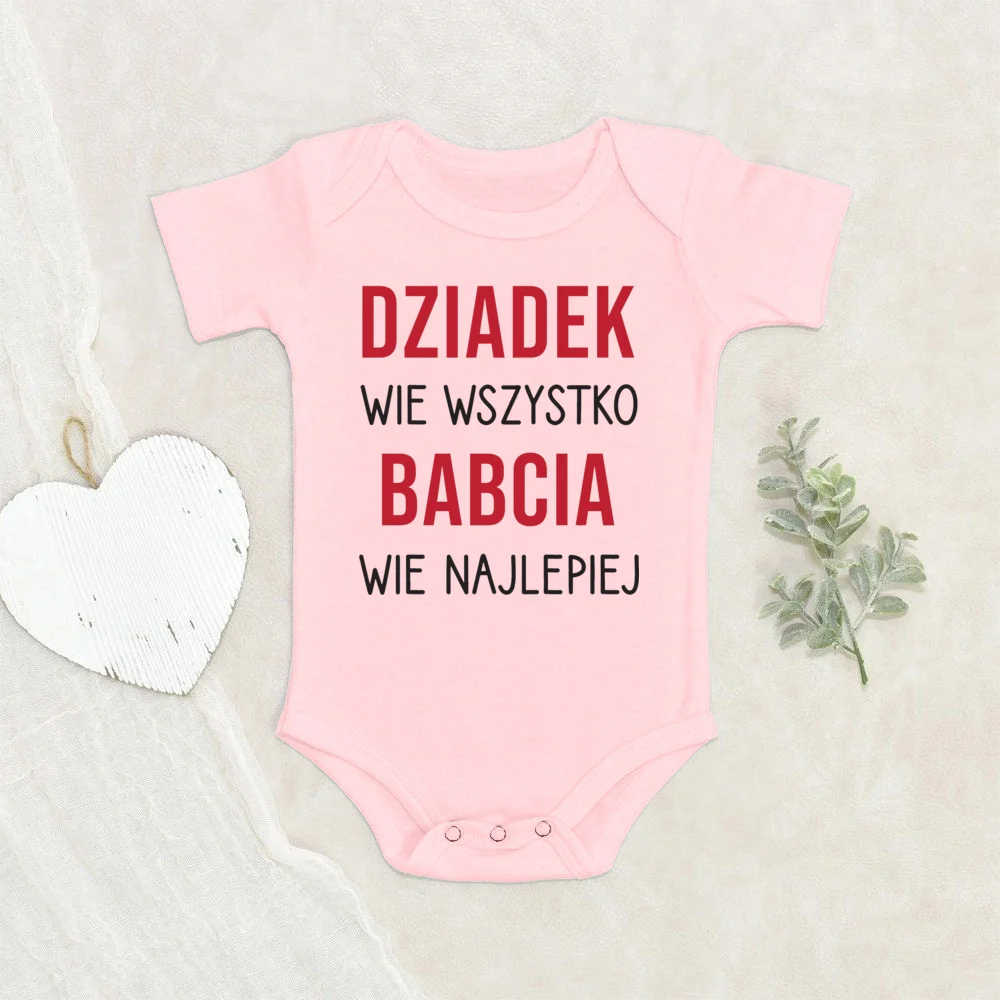 Babcia Wie Wszystko Dziadek Wie Najlepiej, pelele divertido polaco, traje para recién nacido, mono infantil para niños pequeños, regalos para Baby Shower - imagen 4