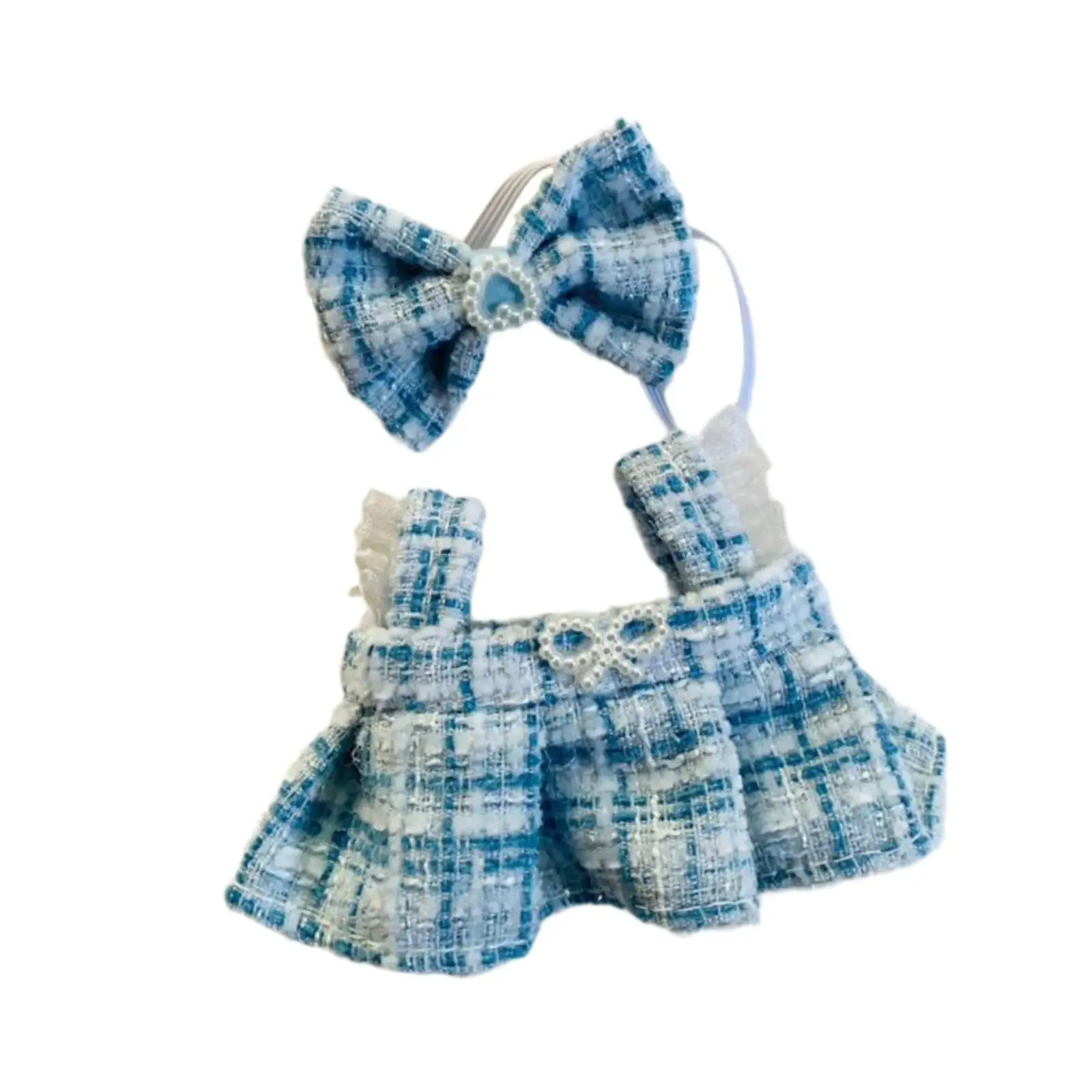 Plush Doll Suspender Skirt DIY Clothing Pretend Play Fashion Educational Photo Props with Hair Accessory Dress up for 15cm 17cm