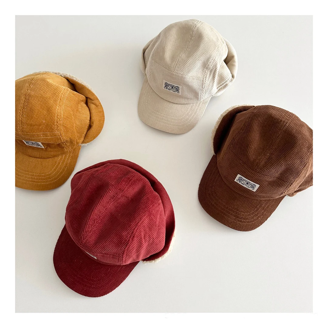 Gorro de Lei Feng de invierno para niños, gorro grueso de Color sólido con protección para los oídos para bebés, gorro cálido minimalista para niños y niñas - imagen 2