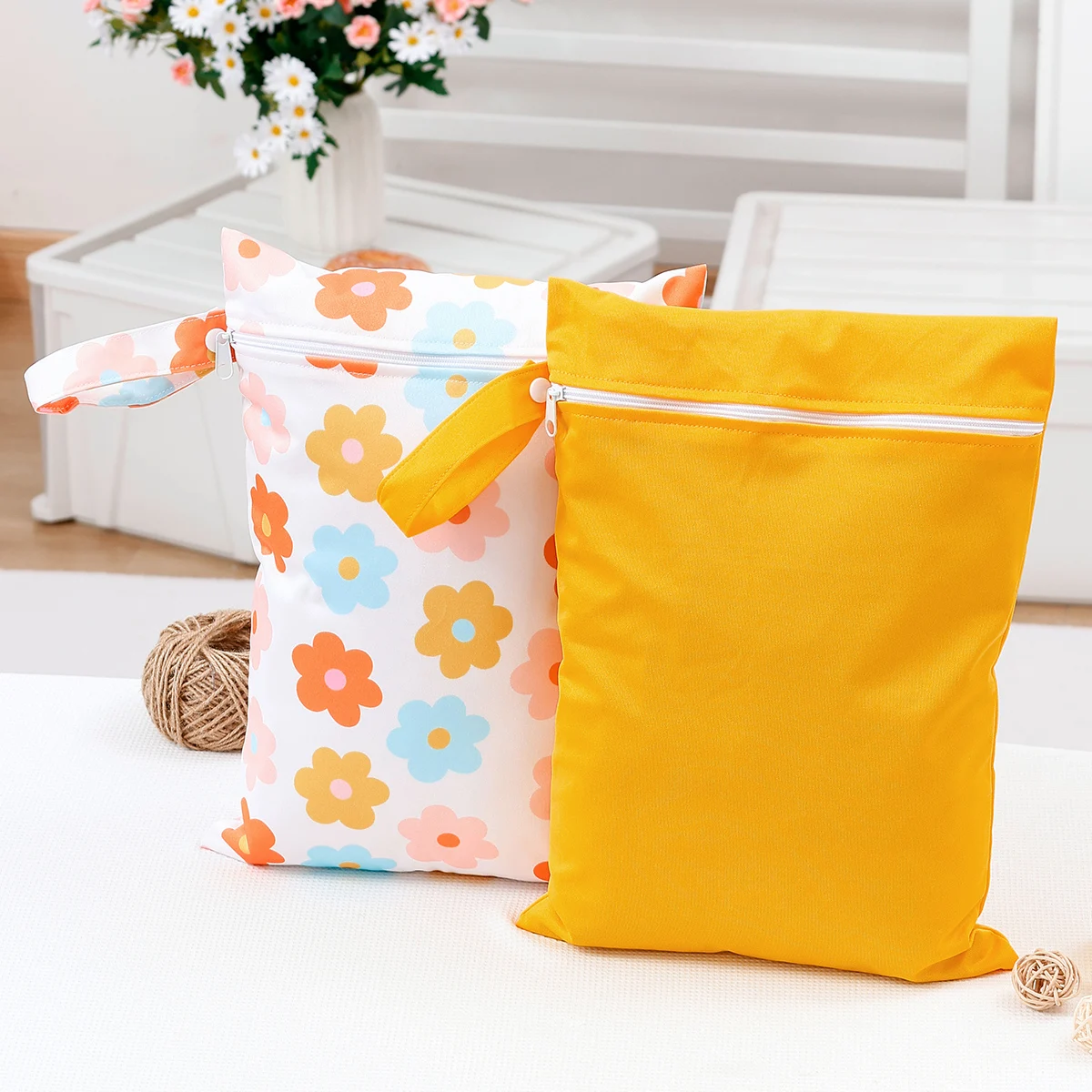 2 unids/set 26*36cm bolsas secas y húmedas impermeables para viajes playa piscina traje de baño bolsa de almacenamiento de pañales portátil reutilizable para bebé