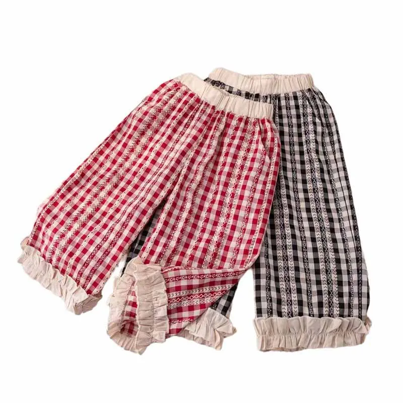 Pantalones holgados de verano para niños con cintura elástica y encaje - imagen 4
