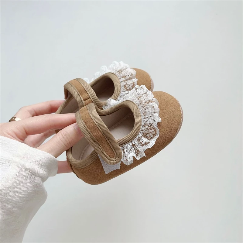 Primavera otoño zapatos para niñas conejo de dibujos animados niños zapatos de princesa de encaje suela blanda antideslizante niños pequeños primeros zapatos para caminar - imagen 3