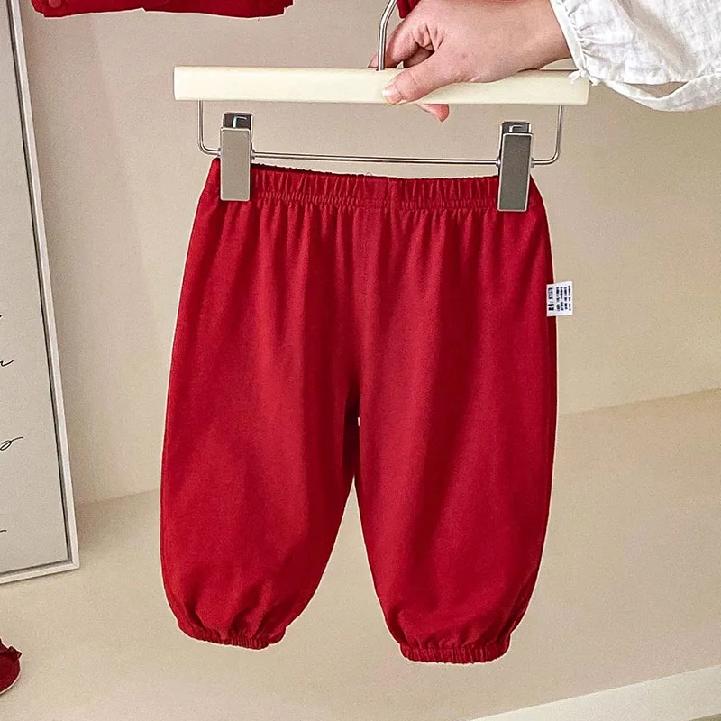 Conjunto primavera bebé niña estilo chino bordado Año Nuevo rojo - imagen 5