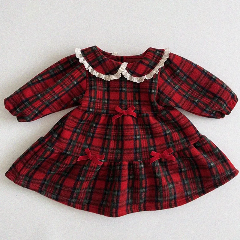 MILANCEL Vestido de otoño para niña con lazo y encaje – princesa - imagen 5