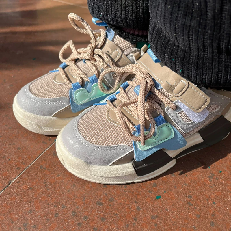 Zapatillas de deporte informales para niñas y niños, zapatos deportivos de suela blanda para niños, zapatos escolares de otoño para exteriores 21-30