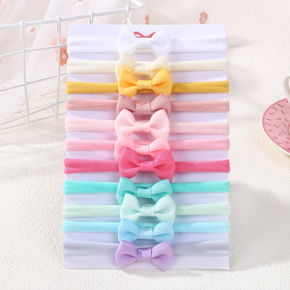 11 Uds. Conjunto de diadema con lazo para niñas recién nacidas, bandas de nailon, elásticos, diademas con lazo, accesorios para el cabello
