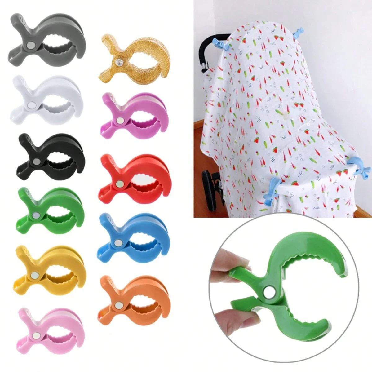 Clips sujetando manta en el carrito