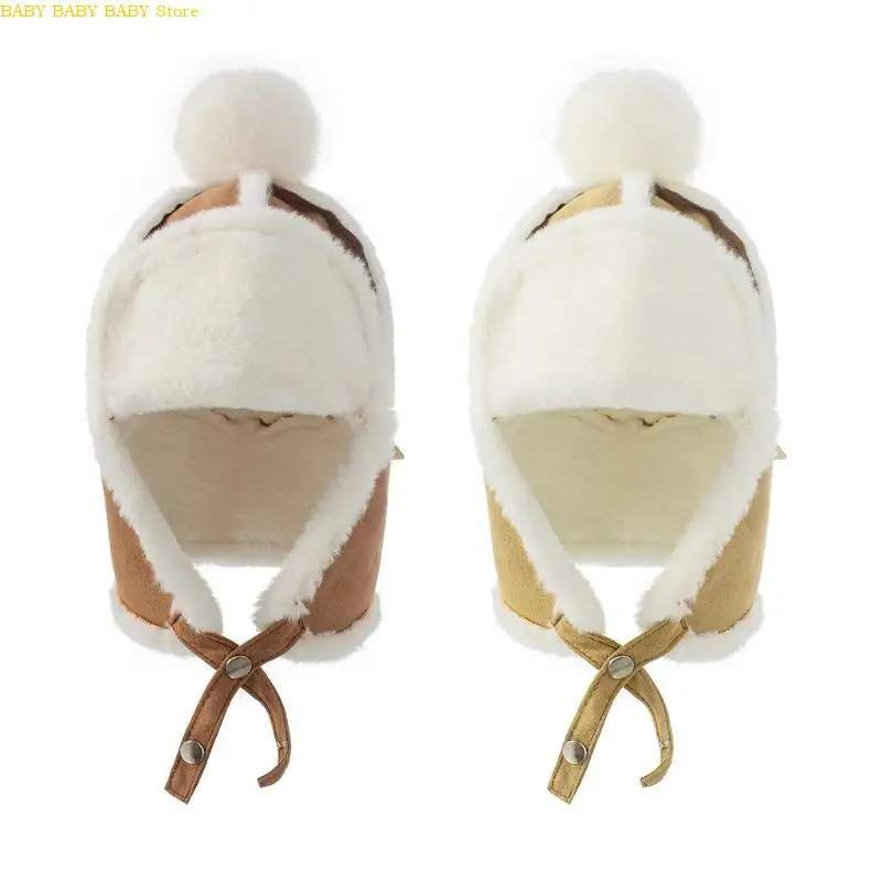 Q81A Gorros para niños y niñas, gorros bonitos con orejeras, casco suave y cálido para invierno, para esquiar y actividades - imagen 4