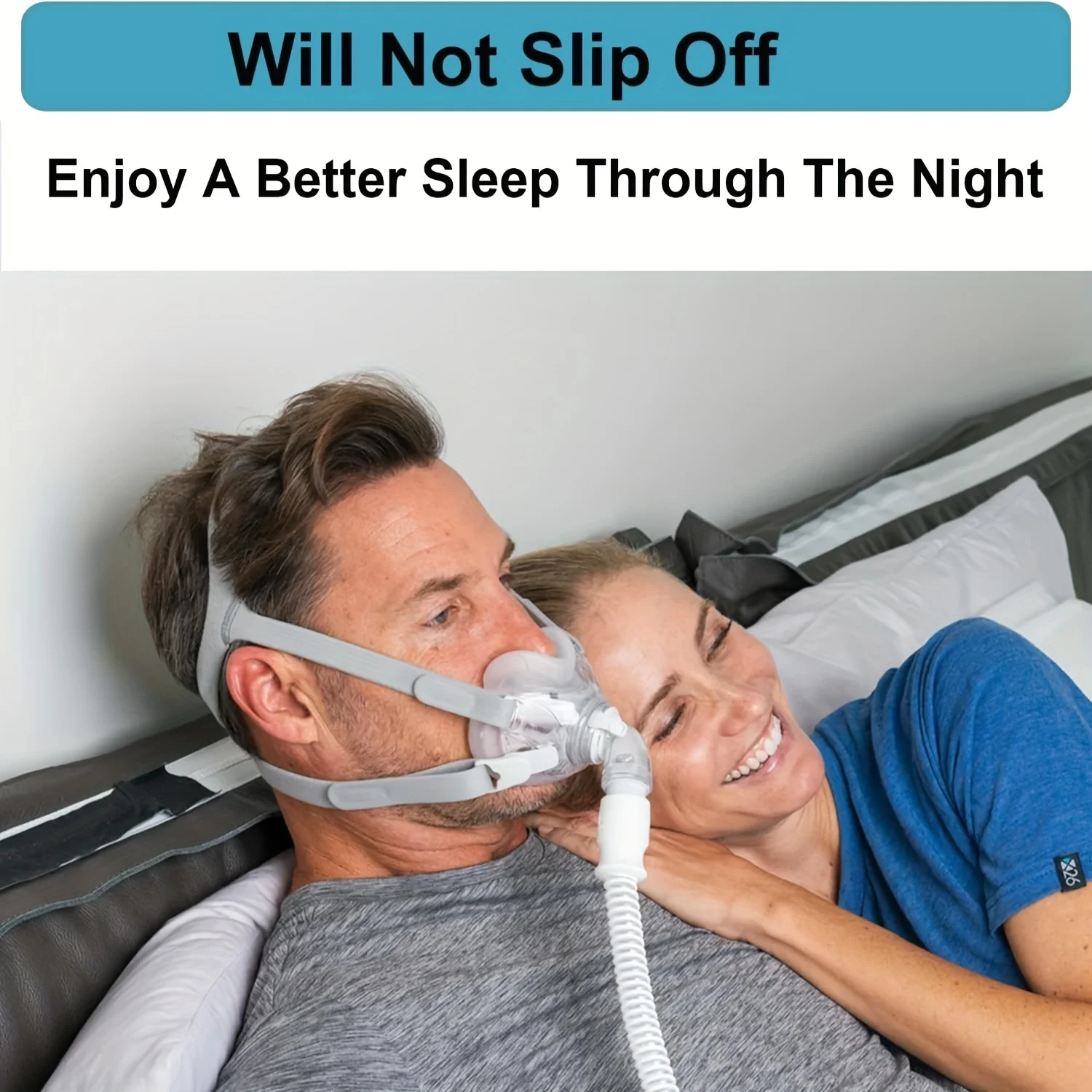 Correas ajustables para casco CPAP para máscara facial completa F30, diadema de repuesto de tela cómoda y transpirable - imagen 4