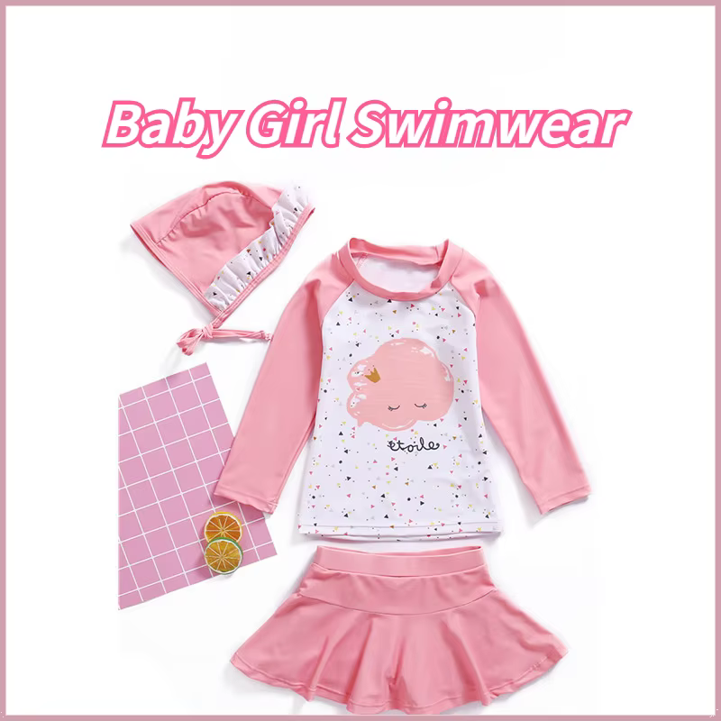 Traje de baño para niña – Bikini con falda manga larga estampado - imagen 3