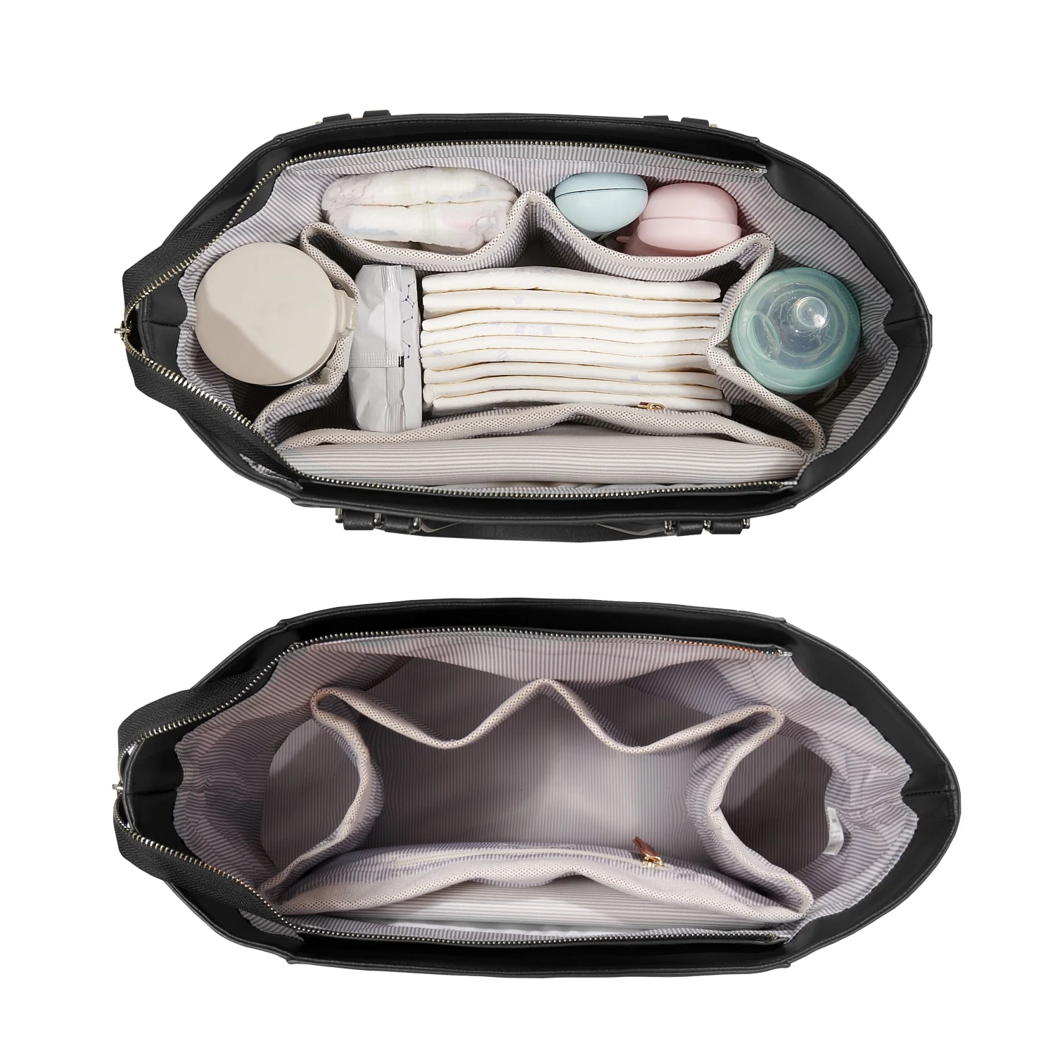 Sunveno-Bolso de pañales de alta capacidad, lona + costuras de PU, bolsos de hombro duraderos de lujo a la moda para mamá - imagen 2