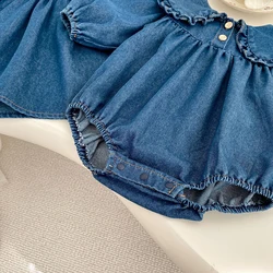 Mono vaquero con cuello Peter Pan para niñas - primavera 2025