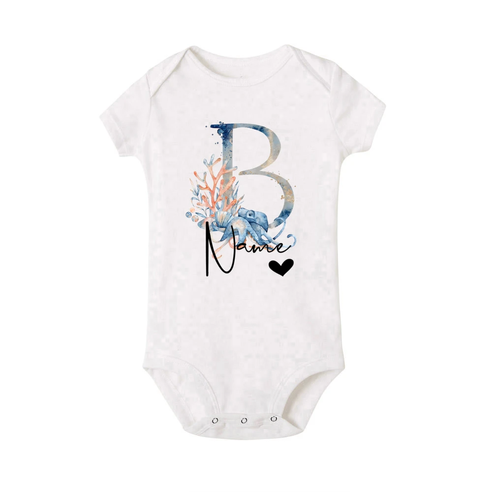 Mono personalizado para bebé, pelele con nombre personalizado para bebé, mono con estampado de animales del océano para recién nacido, ropa para niño pequeño, regalo para Baby Shower - imagen 5
