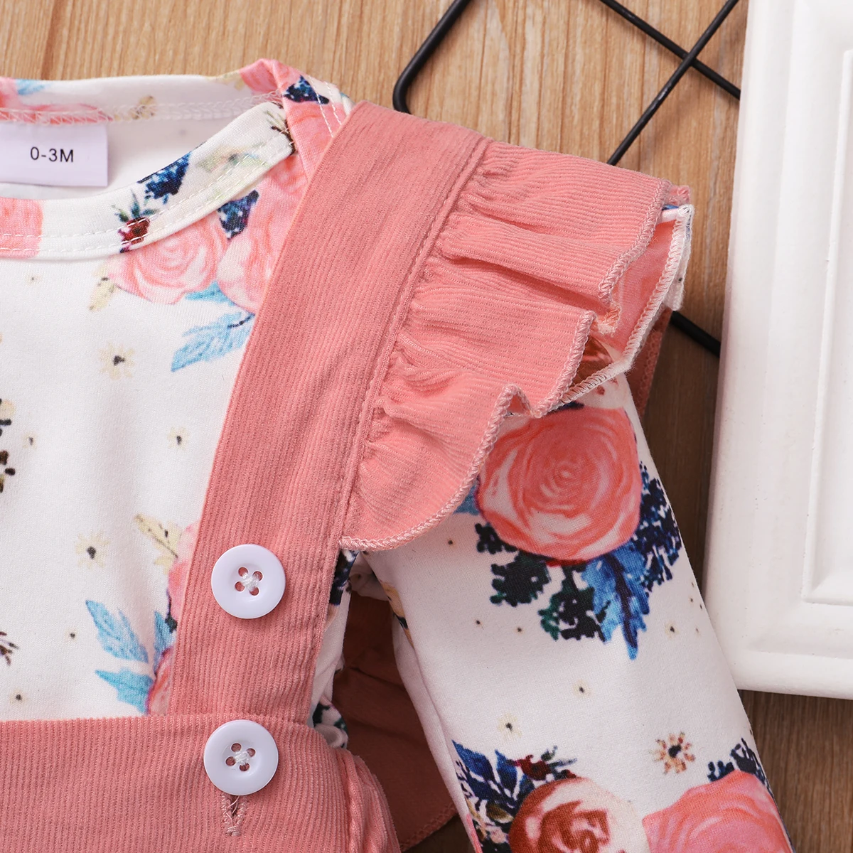 Conjunto de ropa para niña recién nacida de 0 a 18 meses, Pelele de manga larga con estampado Floral, falda con tirantes y Diadema, Bonito traje de 3 piezas - imagen 5