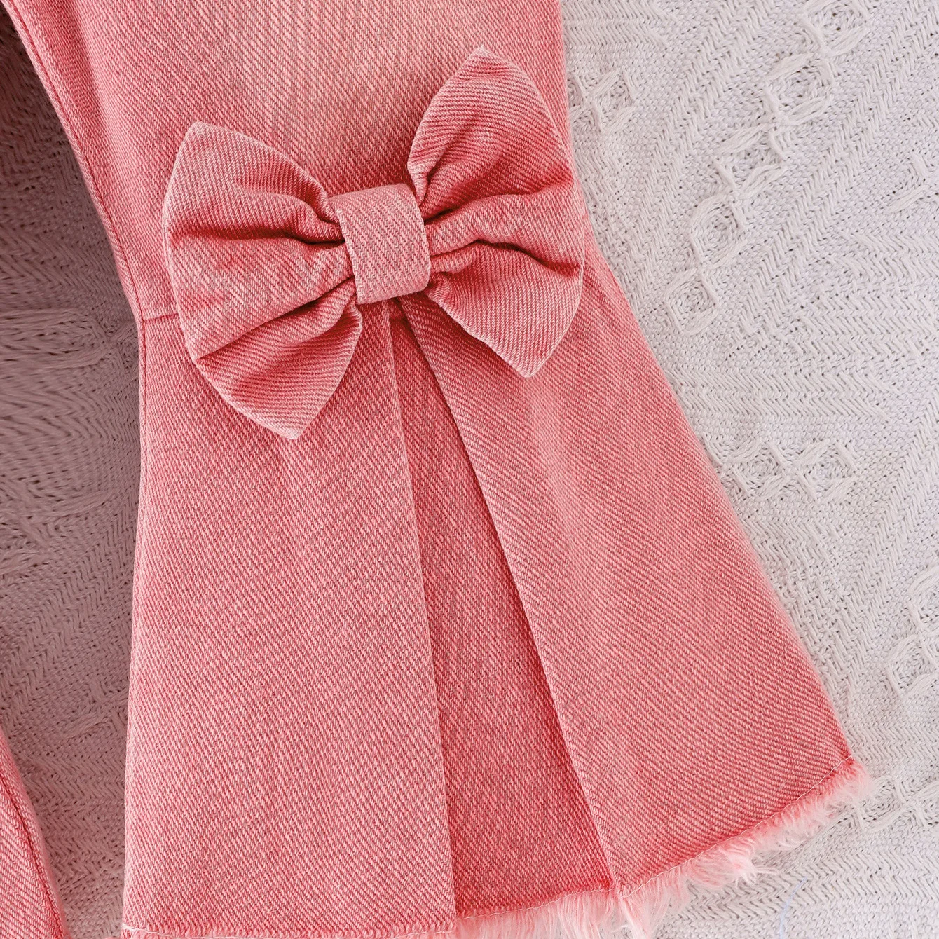 Ropa de primavera y otoño para niño niña, Tops blancos de mariposa a la moda coreana para bebé + pantalones acampanados de mezclilla con lazo, ropa de Boutique para niño B054 - imagen 5