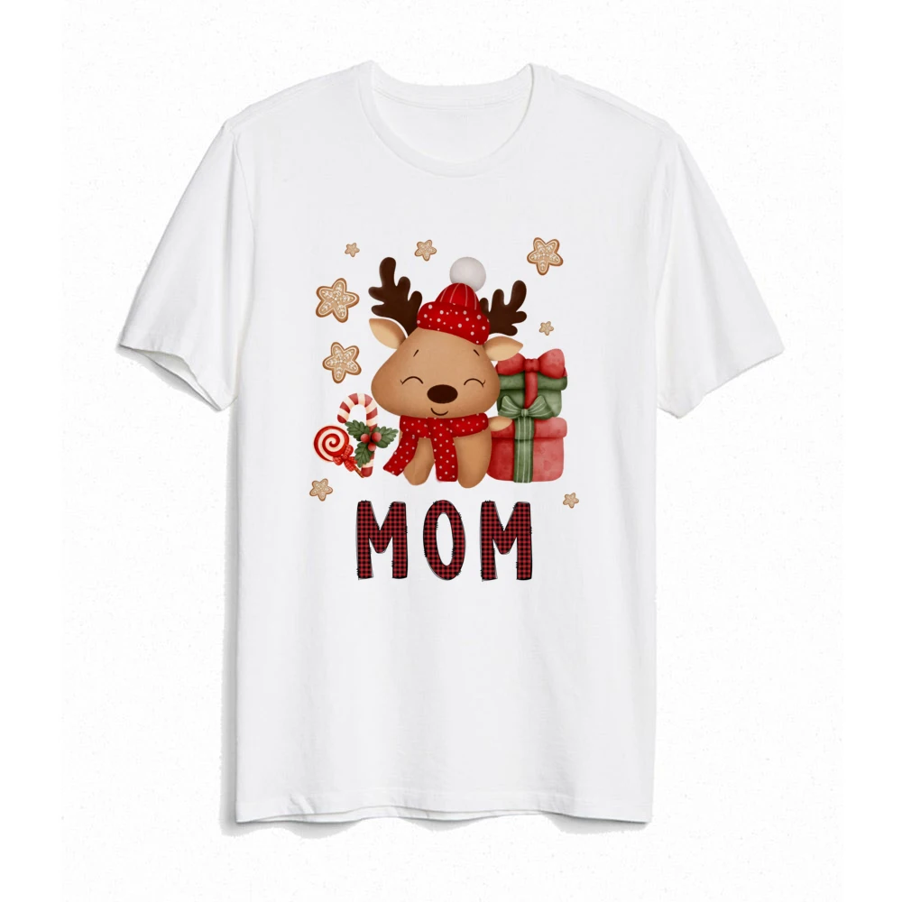 Deer Christmas Print Family Matching Xmas Clothes Mother Daughter Tshirt Mom Dad Girl Boy Holiday Party Look T-shirt Baby Romper - imagen 4