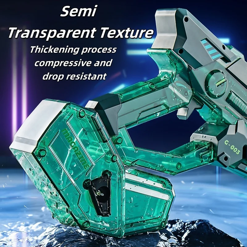 Pistola de agua eléctrica con luz de bozal, pistola de chorro de agua automática de largo alcance para Fiesta al aire libre, juego de pistola de agua de verano, juguete - imagen 3