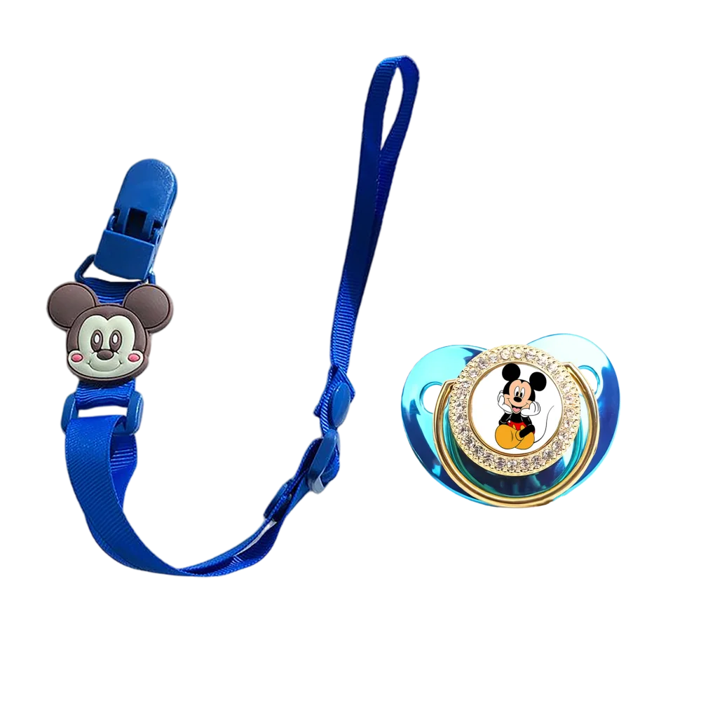 Chupete de bebé de 0 a 18M, clip de cadena, cristal brillante, masticable oral, boca de juego, chupete lujoso para recién nacido, tetina de alimentación de dibujos animados para bebé - imagen 2