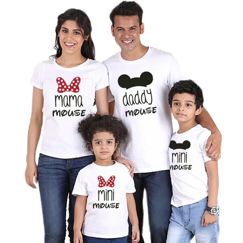 Mini camiseta a juego familiar de arcoíris, trajes a juego para mamá, papá y niños, serie de ratón, camiseta familiar a juego con batería, papá + mamá = yo - imagen 5