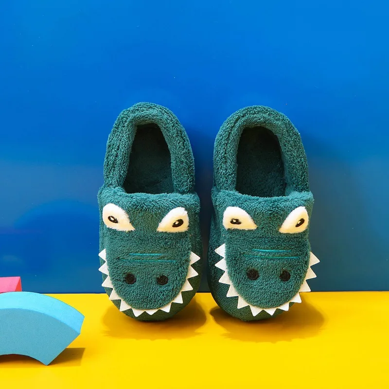 Zapatillas de algodón con dibujos bonitos para niñas, zapatos de casa de felpa cálidos para invierno, zapatos planos antideslizantes para niños, zapatillas de casa cómodas e informales - imagen 2