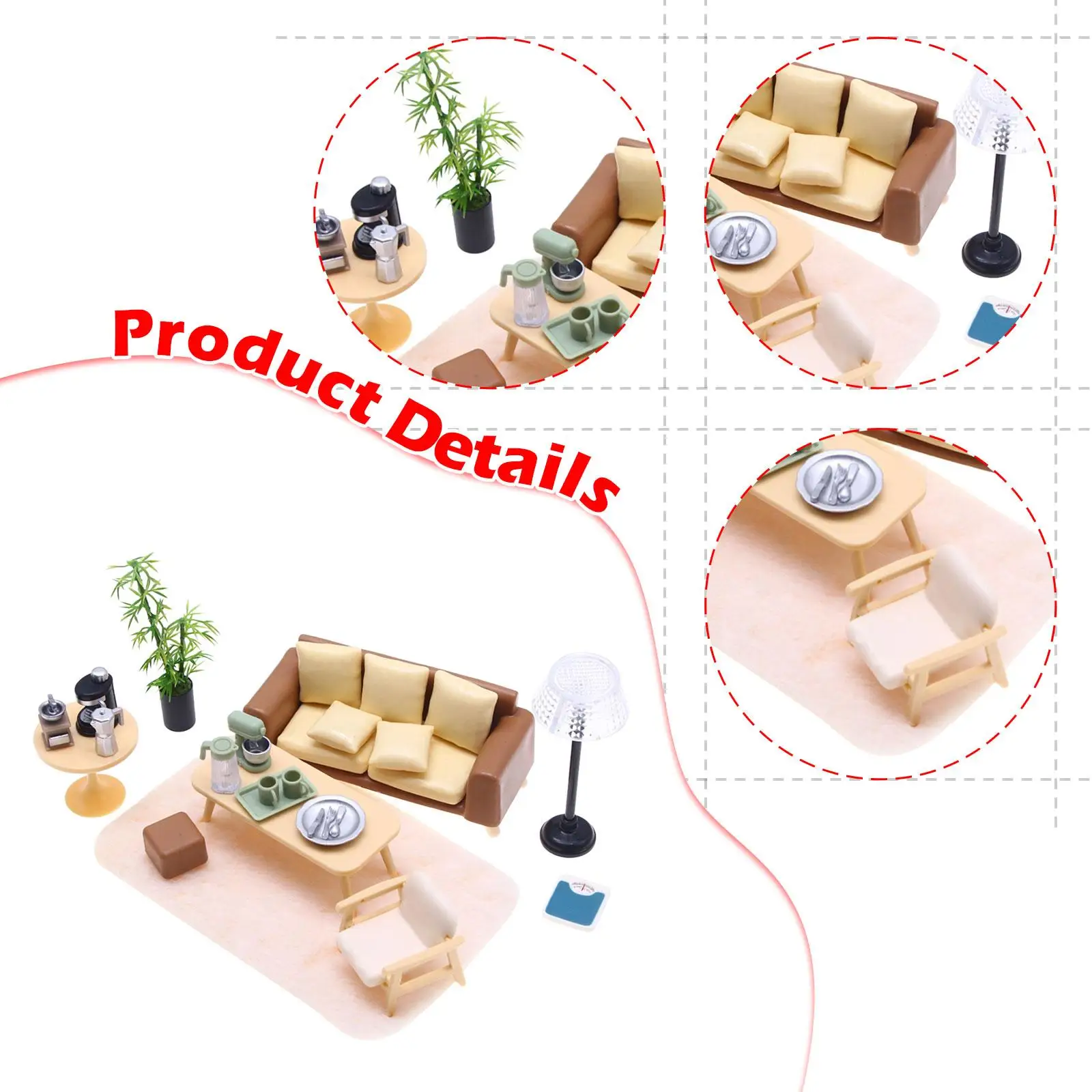 Muebles de miniatura para casa de muñecas: mesa, silla y lámpara - imagen 2