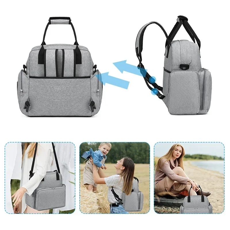 Bolsa de pañales de gran capacidad EG97, mochila de viaje plegable para bebé, bolsa multifunción con cambiador, portabebés amigable con el viaje - imagen 3