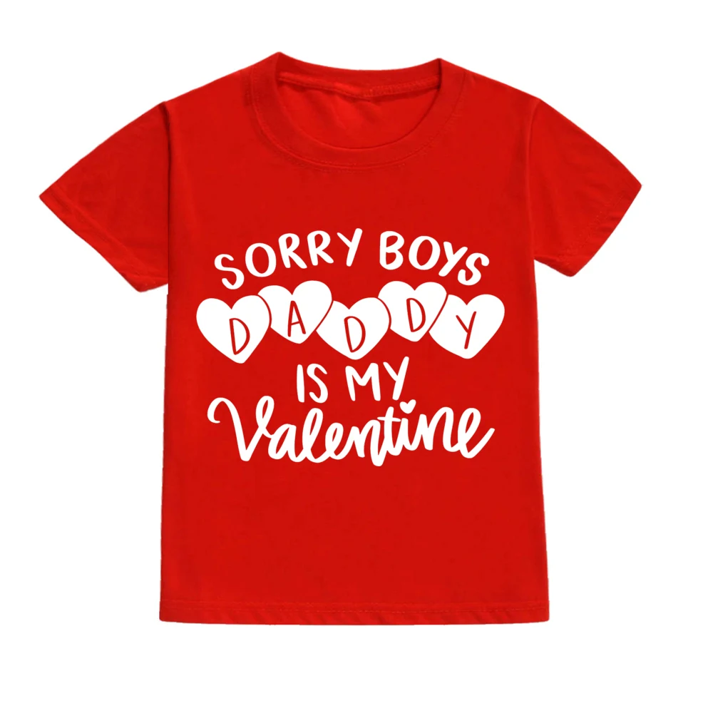Camiseta con estampado de valetina de papá y mamá para niños, camisas rojas para niños, camisetas para niños y niñas, regalos de fiesta del Día de San Valentín, ropa informal - imagen 3