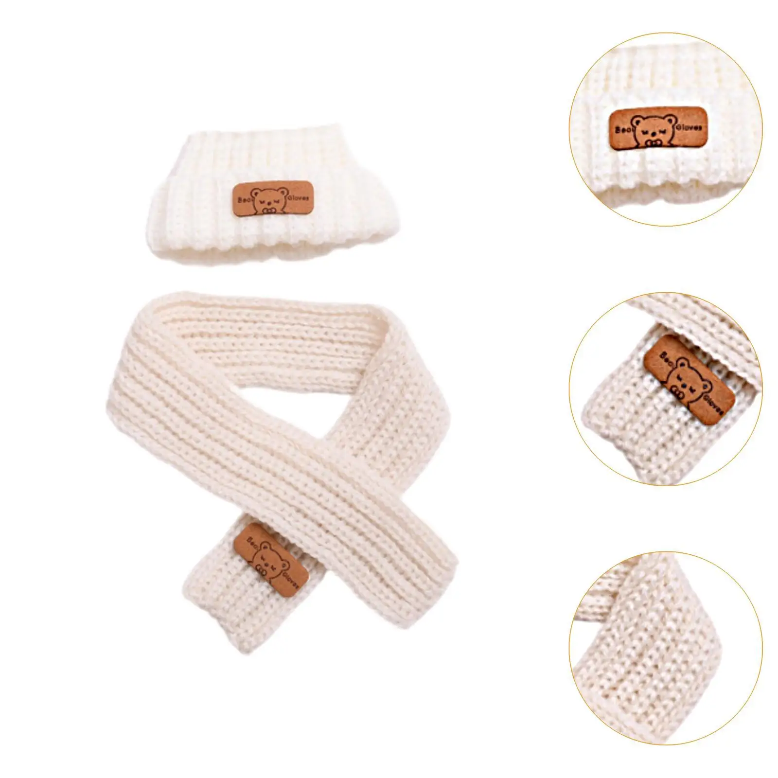 2x Doll Clothes Doll Outifits Hat and Scarf Set Photo Props DIY Doll Toy Stuffed Animals Clothes Cute for 15/17 cm Plush Doll