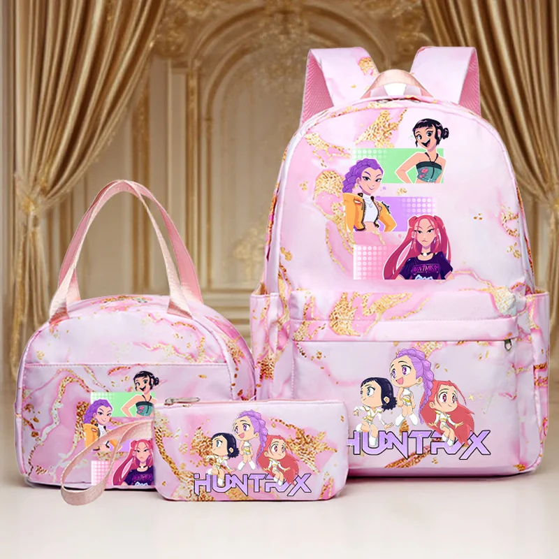 3 unids/set Kpop Demon Hunters mochila para niña niño estudiante adolescente niños mochila niños regalo de cumpleaños mujeres bolso escolar Casual