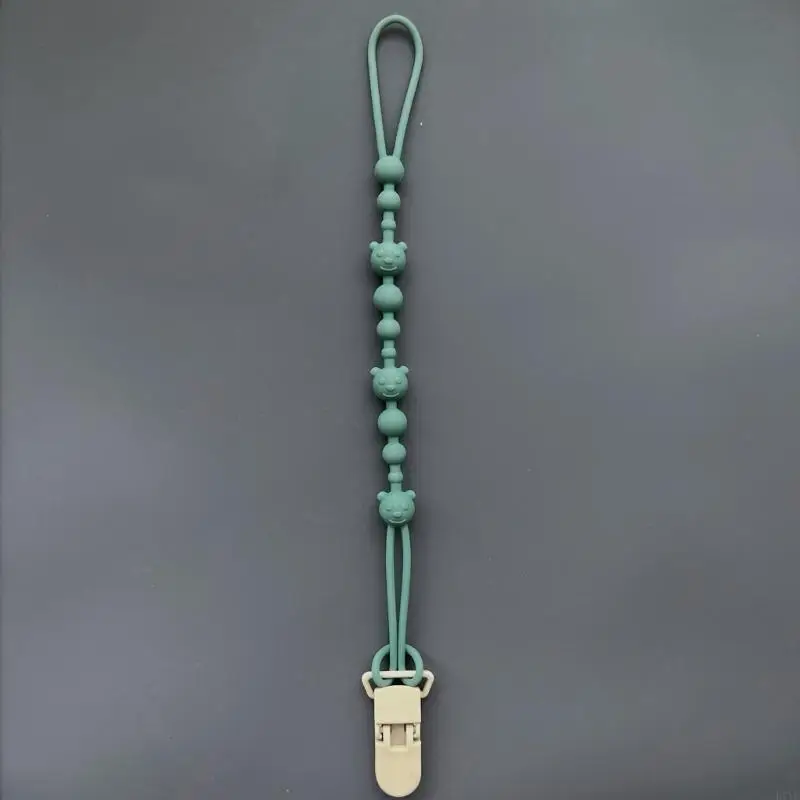 D7YD Cadena chupete para bebé, soporte para mordedor bebé, patrón oso, cadena para chupete bebé, Clip colorido para - imagen 4