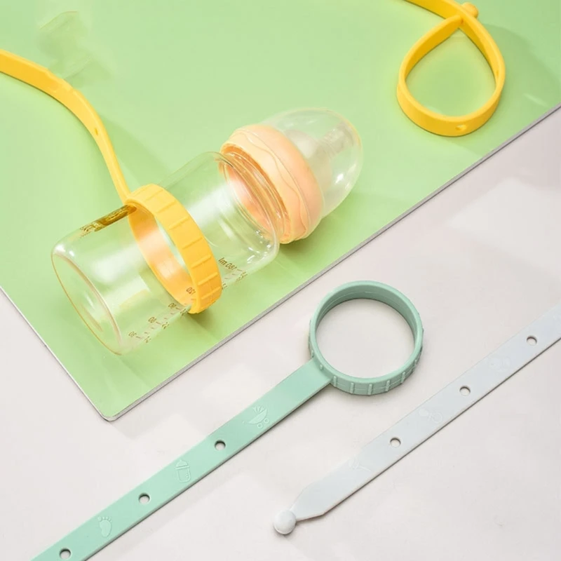 Recién llegado, cadena para biberón de alimentación de bebé, soporte de correa antipérdida de silicona de calidad alimentaria, accesorio de alimentación para bebé - imagen 3