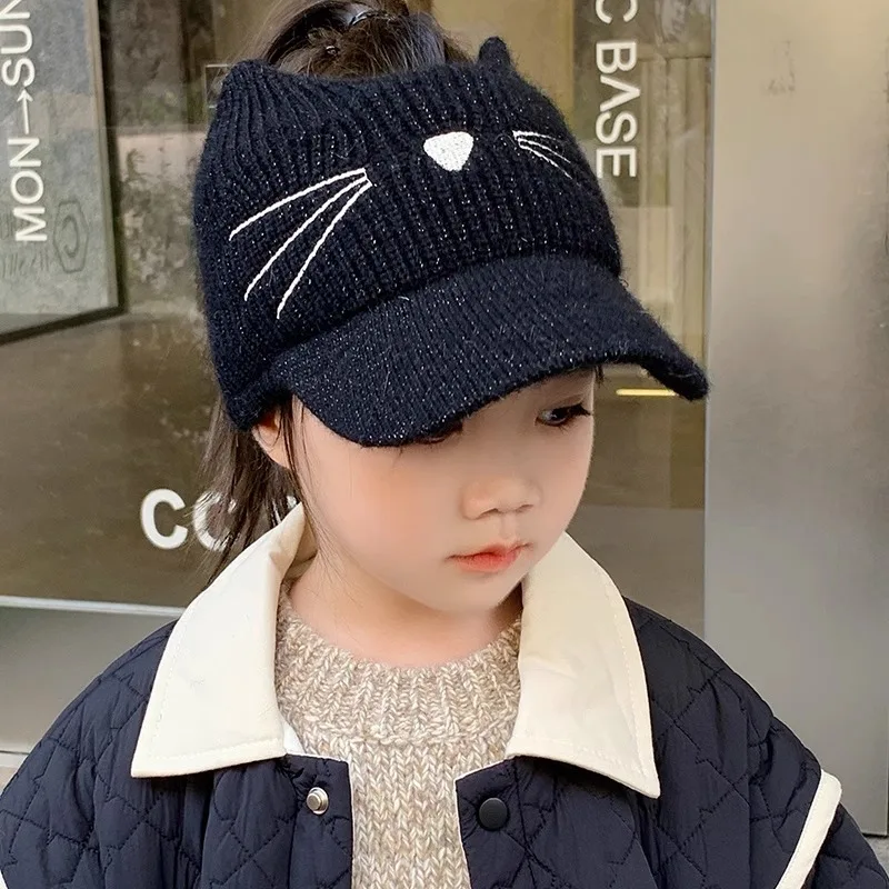 Gorra de béisbol con gato para bebé – Otoño e invierno