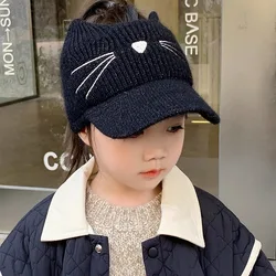 Gorra de béisbol con gato para bebé – Otoño e invierno