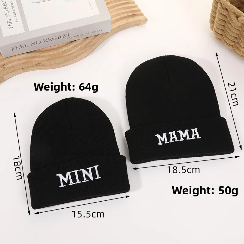 Gorro de punto para niños de otoño e invierno europeo y americano: bordado de letras, gorra elegante y moderna para clima frío, gorro cálido y versátil. - imagen 3