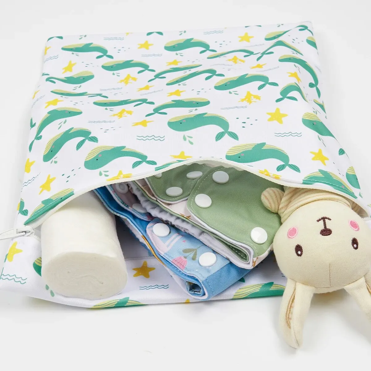 Bolsa de neopreno PUL para pañales de bebé, bolsa de pañales impermeable reutilizable, 28cm x 36cm - imagen 5