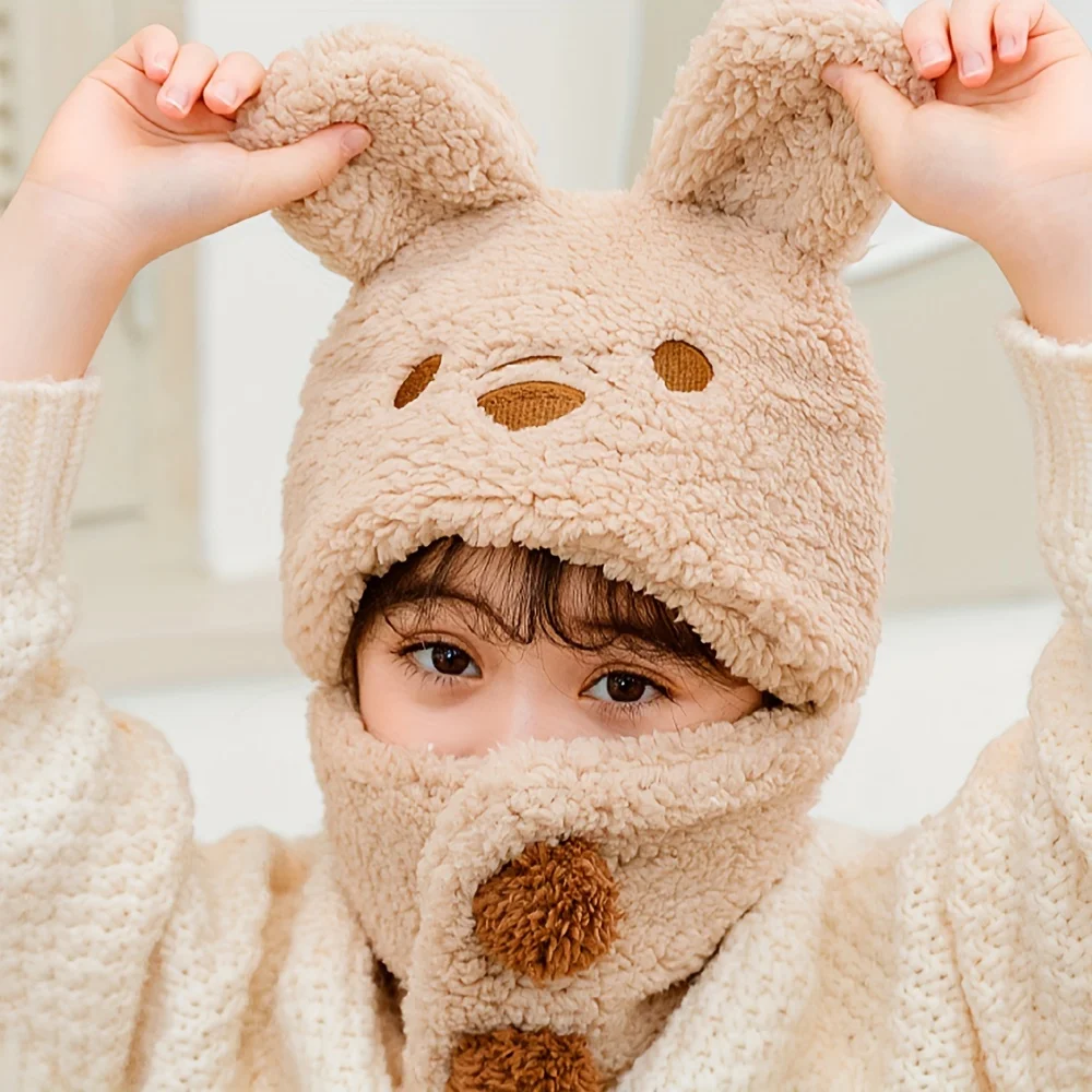 Gorro invierno niño cálido con protección orejas y diseño osito suave - imagen 2