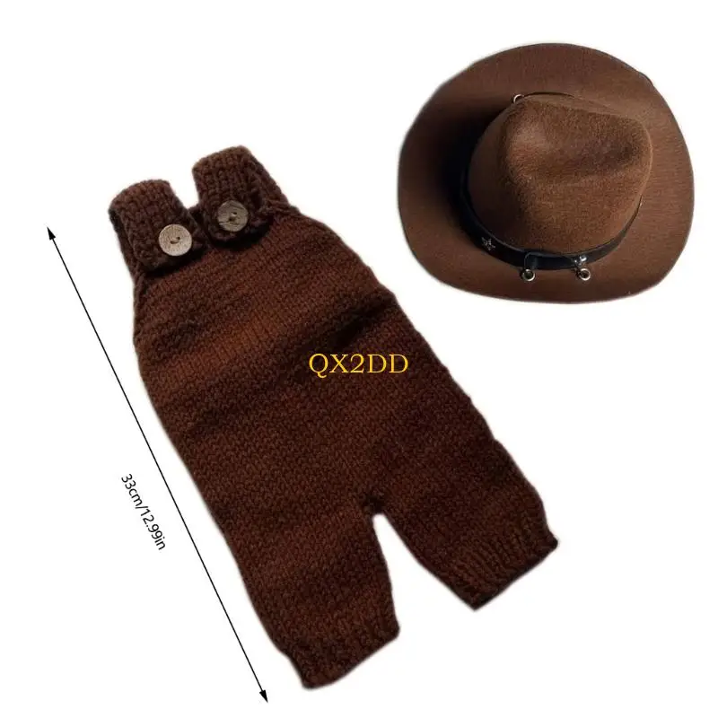 QX2D Disfraz occidental para recién nacidos con sombrero fotográfico - imagen 5