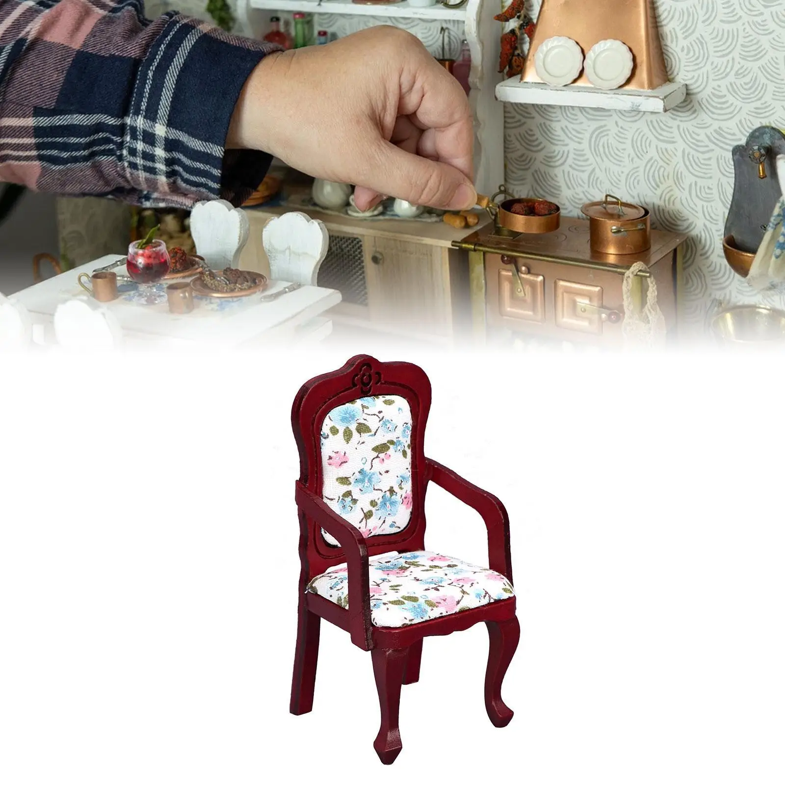Dollhouse Chair Mini Simulation Armchair for Living Room Kitchen DIY Crafts