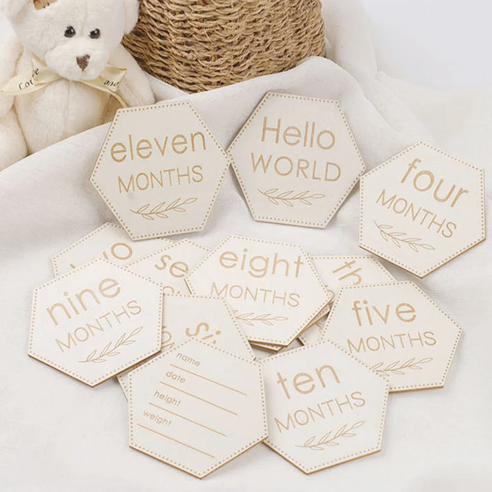 12Pcs Baby Milestone Wooden Circles Durable Photo Props Smooth Polished Newborn Monthly Signs Baby Monthly Milestone - imagen 3