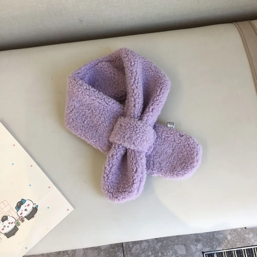 Bufanda de invierno cálida a la moda, calentador de cuello suave y grueso, bufanda de lana de cordero bonita de felpa para niños y niñas - imagen 5