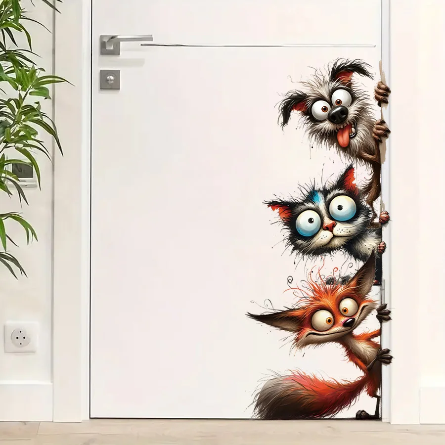 Pegatinas de pared autoadhesivas de dibujos animados, pegatinas lindas y divertidas, pegatinas decorativas impermeables para entrada de dormitorio - imagen 3