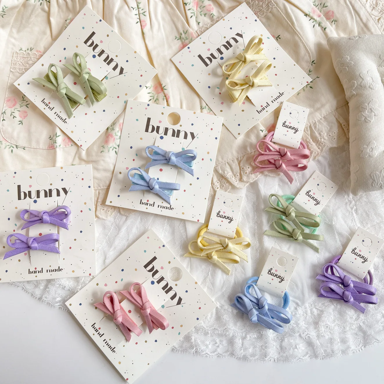 Pinzas para el pelo con lazo macarrón y bandas elásticas para niñas - imagen 2