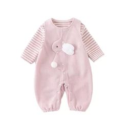 Conjunto otoño niña pantalón tirantes conejito camiseta rayas mameluco