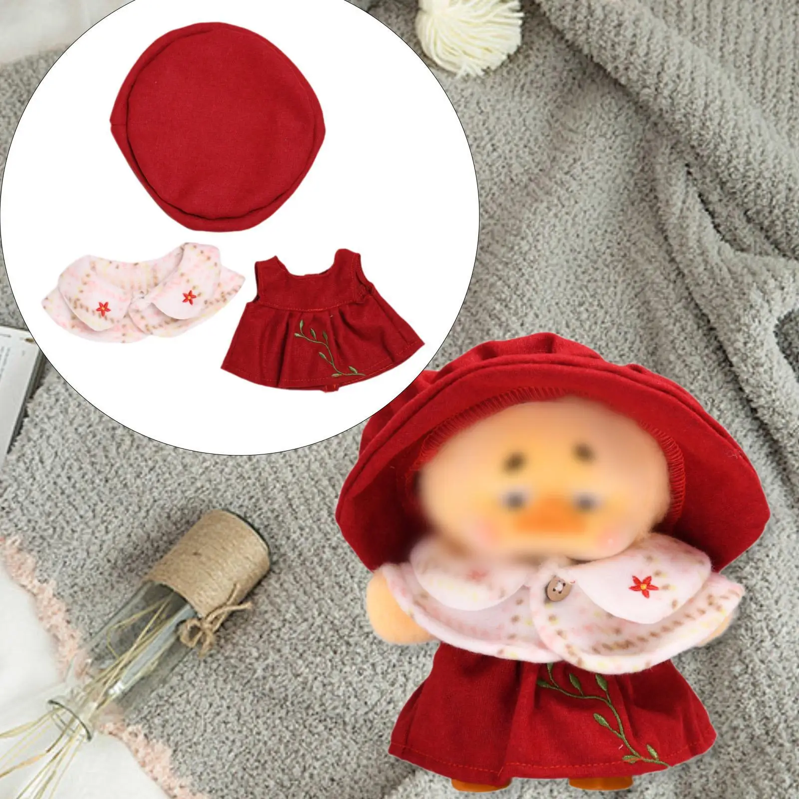 Plush Doll Clothes Doll Dress Shawl and Hat Plush Toy Accessories Cute