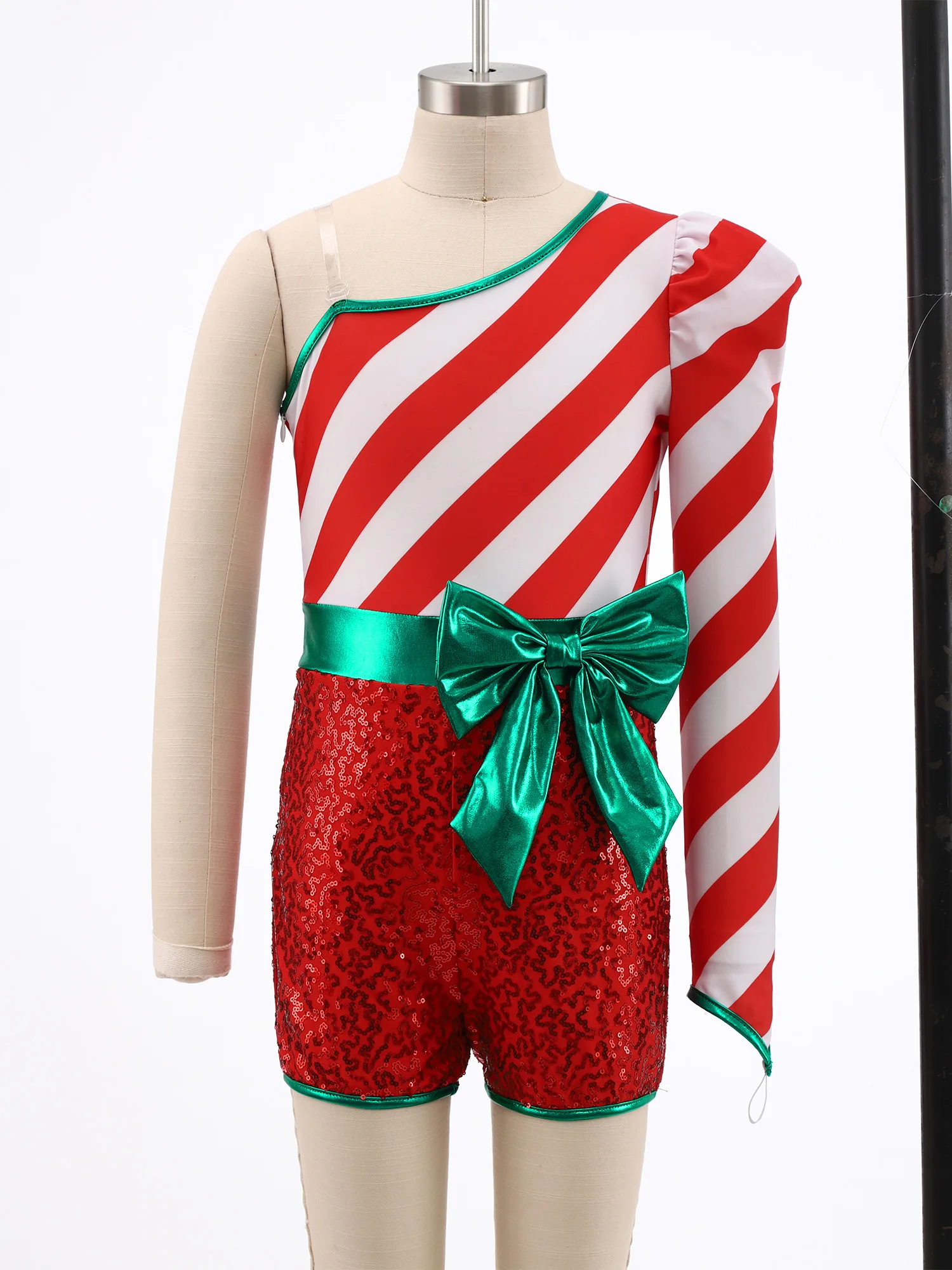 Disfraz bastón caramelo Navidad para niña – Mono con lentejuelas - imagen 4