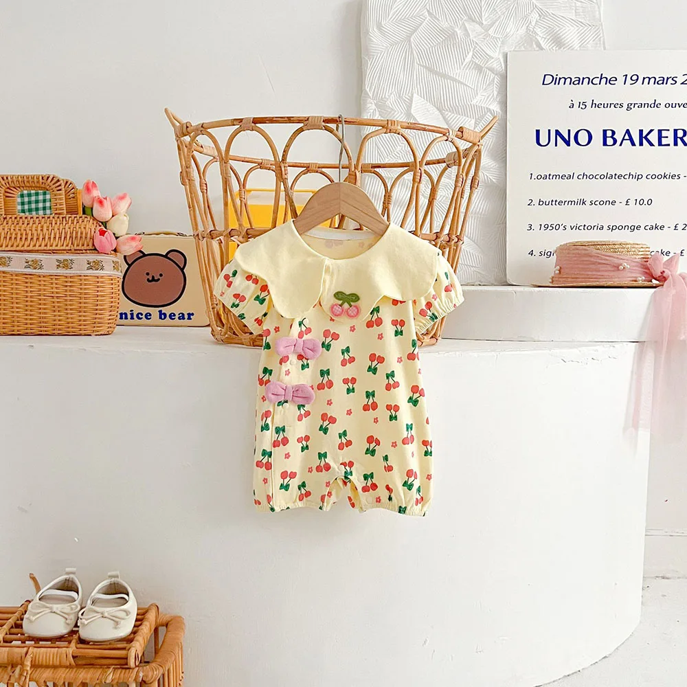 Milangel-peleles para bebé de 0 a 2 años, monos con estampado de cerezas, atuendo para niña - imagen 2