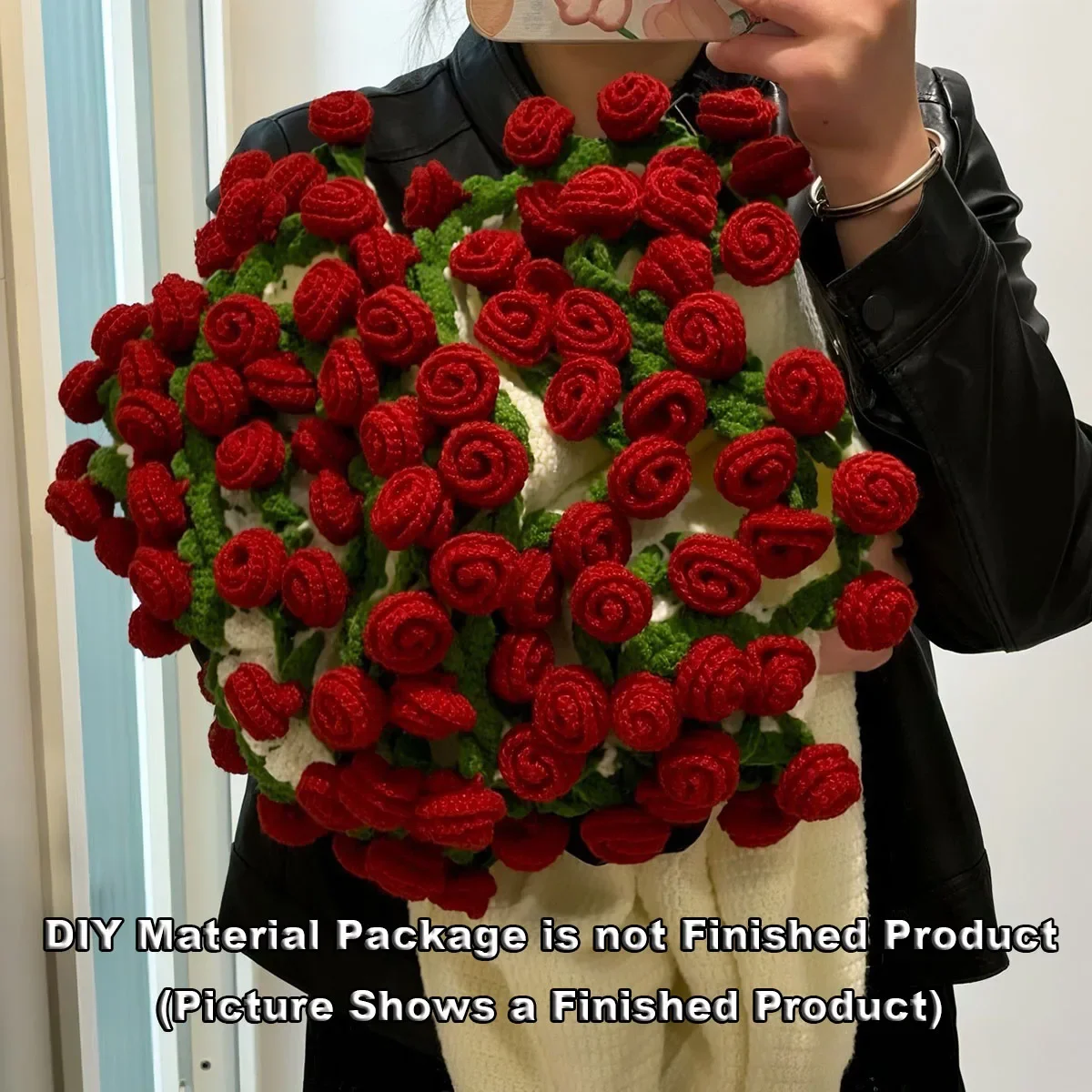    Mantas de ramo de rosas DIY, paquetes de Material DIY tejidos a mano, manta de ramo de lirio del valle, mantas de flores de ganchillo - imagen 2