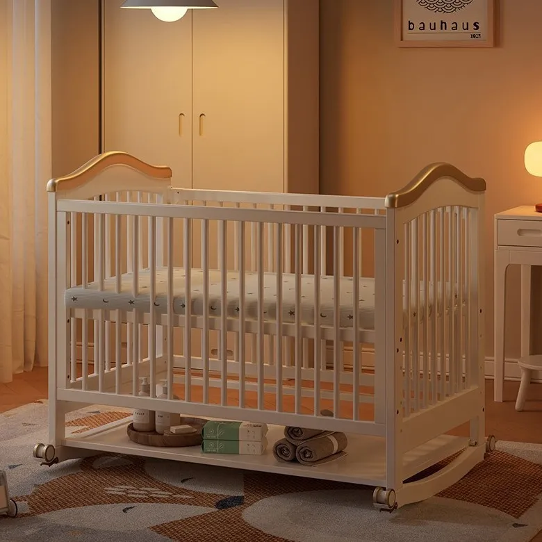 Cuna de madera maciza para bebé recién nacido, multifuncional, sin pintura, móvil, empalme, cama grande, suministro especial - imagen 5