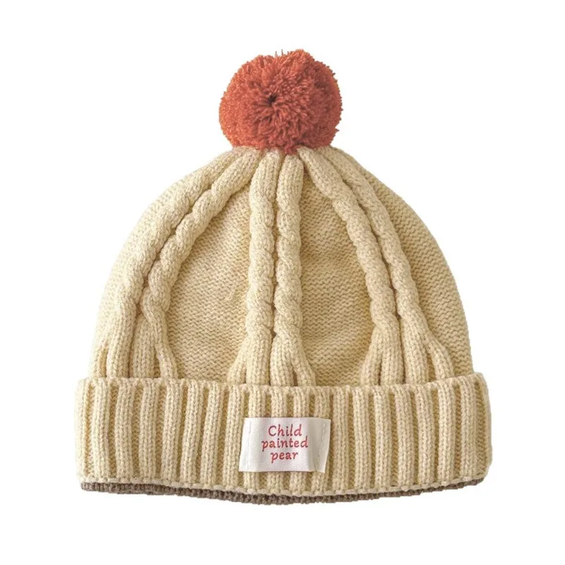 Gorro de invierno para bebé de moda coreana, gorro tejido con Cable de bloque de Color, gorro acrílico térmico cálido para niño y niña, gorro para niño - imagen 5