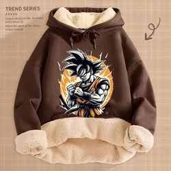 Dragons Ball-Sudadera con capucha forrada de lana para hombre, abrigo de invierno grueso de talla grande, ropa de calle informal cálida, cómoda y transpirable